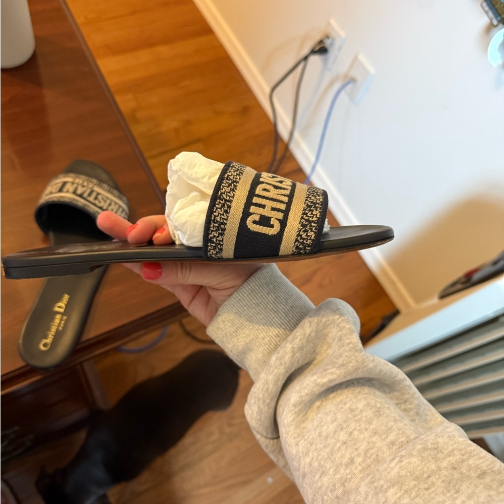 Christian Dior navy and cream Slides size 40 - Picture 7 of 14